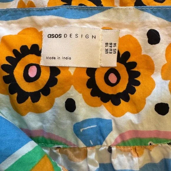 Colorful Geometric Dropped Waist Cotton Poplin Patterned Maxi Skirt - Picture 6 of 6